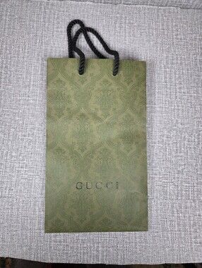 Gucci Green Tall Slim Patterned Paper Shopping Gift Bags 11.5 x 6.5 x 4.5